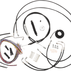 Complete Black Vinyl Braided Handlebar Cable/Brake Line Kit for 15" - 17" Ape Hanger Handlebars361