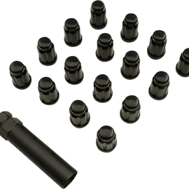Lug Nut - Splined - 12 mm x 1.25 - Black - 16 Pack