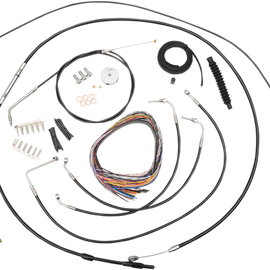 Complete Black Vinyl Braided Handlebar Cable/Brake Line Kit for 15" - 17" Ape Hanger Handlebars76472