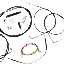 Complete Black Vinyl Braided Handlebar Cable/Brake Line Kit for 15" - 17" Ape Hanger Handlebars776399