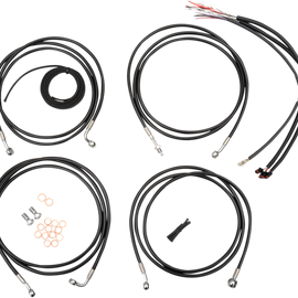 Complete Black Vinyl Braided Handlebar Cable/Brake Line Kit for 12" - 14" Ape Hanger Handlebars47367