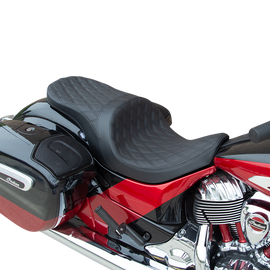 Low Profile Touring Seat - Double Diamond - Black - Solar Reflective Leather