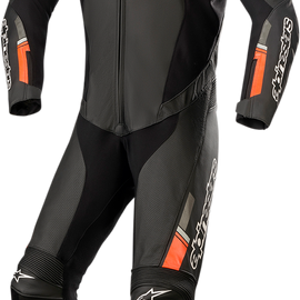 GP Force Chaser 1-Piece Leather Suit - Black/Red Fluorescent - US 46 / EU 56