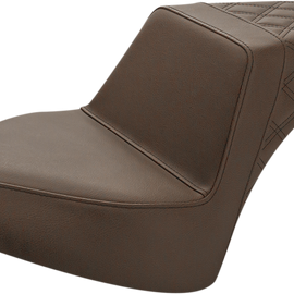 Step Up Seat - Driver Smooth/Passenger Lattice Stitch - Brown