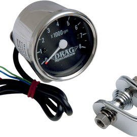 2.4" Mini Electronic 8000 RPM Tachometer - Chrome Housing - Black Face