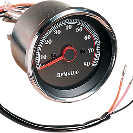 8000 RPM Electronic Tachometer - Stainless Housing Ring - Black Face