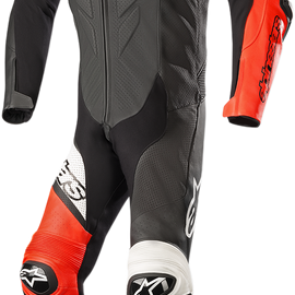 GP Plus Venom 1-Piece Leather Suit - Black/Red Fluorescent/White - US 48 / EU 58