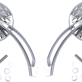 Espejos Flame Skull 4.5" - Cromo