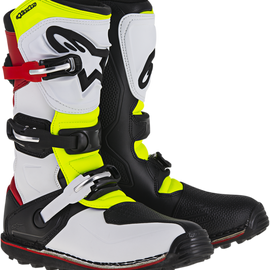 Botas Alpinestars Tech-T - Blanco/Rojo/Fluorescente Amarillo/Negro