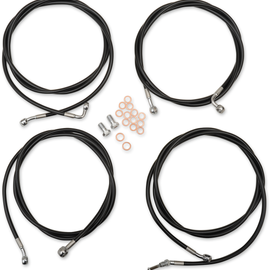 Handlebar Cable/Brake Line Kit - 18" - 20" Ape Hanger Handlebars - Black Vinyl