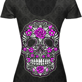 Women's Skullflowers T-Shirt - Black - Small