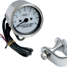 2.4" Mini Electronic 8000 RPM Tachometer - Chrome Housing - White Face