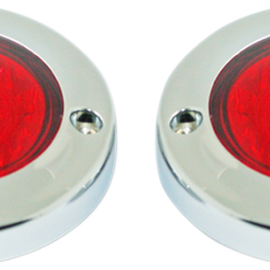 LED Flat Turn Signals - 1156 - Chrome - Red Lens