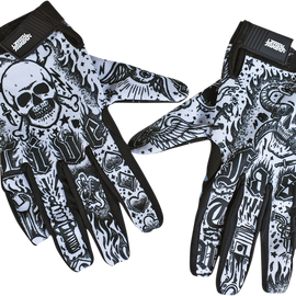 Tattoo Gloves - Black/White - Large