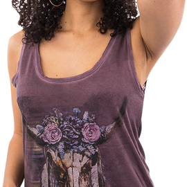 Floral Western Cow Skull Tank - Purple - XL