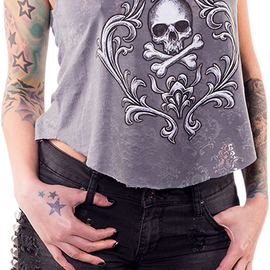 Women's Skull and Crossbones Loose Tank Top - Gray - 2XL