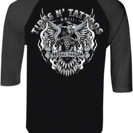 Tires N Tattoos Raglan T-Shirt - Gray/Black - Medium