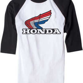 Vintage Honda Baseball T-Shirt - White/Black - Large