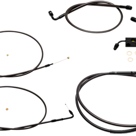 Standard Midnight Braided Handlebar Cable/Brake Line Kit for 15" - 17" Ape Hanger Handlebars4344