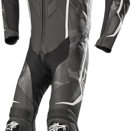 GP Plus v2 Camo 1-Piece Leather Suit - Black/Charcoal/White - US 48 / EU 58