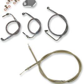 Standard Stainless Braided Handlebar Cable/Brake Line Kit For 15" - 17" Ape Hanger Handlebars1660