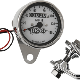 2.4" MPH Mini LED Mechanical Speedometer/Indicators - Chrome Housing - White Face - 2:1