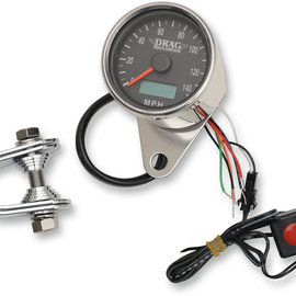 2.4" MPH Programmable Mini Electronic Speedometer with Odometer/Tripmeter - Polished - Black Face