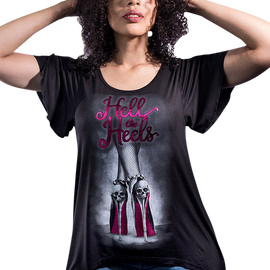 Women's Hell on Heels T-Shirt - Black - Medium