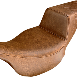 Step Up Seat - Rear Lattice Stitched - Brown - FLH