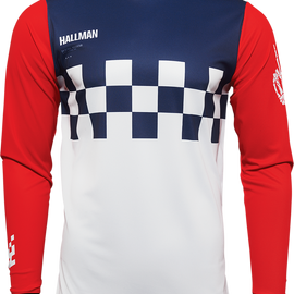 Hallman Differ Cheq Jersey - White/Red/Blue - Small