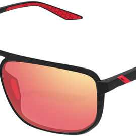 Konnor Aviator Sunglasses - Square - Black - Red Mirror