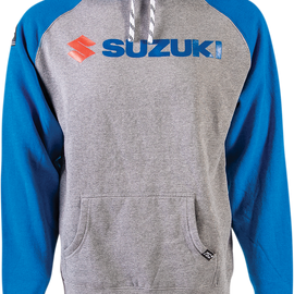 Suzuki Landscape Pullover Hoodie - Gray/Royal Blue - 2XL