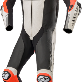 Missile Ignition 1-Piece Leather Suit - Red Fluorescent/White/Black - US 50 / EU 60