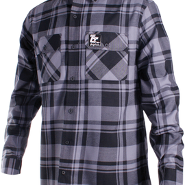 Flannel Shirt - Gray/Black - 4XL