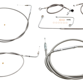 Standard Stainless Braided Handlebar Cable/Brake Line Kit For 12" - 14" Ape Hanger Handlebars1271