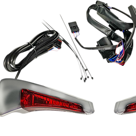 Sequential Tour Pak Seat Back Rest LED Lights - Chrome/Red - FLH