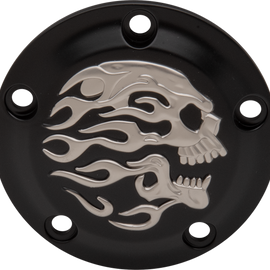 Flaming Skull Points Cover - Matte Black/ Silver - Twin Cam