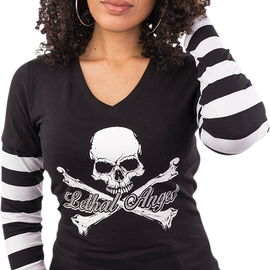 Women's Long-Sleeve Stripe T-Shirt - Black/White - Medium