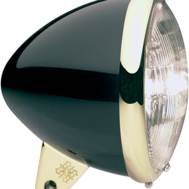 5 3/4" Headlight Housing - Bullet - Black/Brass