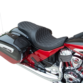 Low Profile Touring Seat - Double Diamond - Silver - Solar Reflective Leather