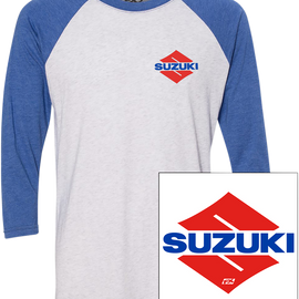 Suzuki Wedge T-Shirt - White/Royal Blue - 2XL