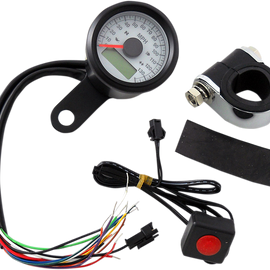 1-7/8" Programmable Speedometer with Indicator Lights - Gloss Black - 120 MPH LED White Face