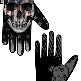 USA Skull Gloves - Black - Large