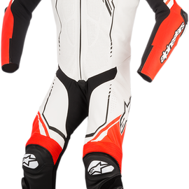 GP Plus v2 1-Piece Leather Suit - White/Black/Red Fluorescent - US 44 / EU 54