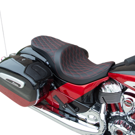 Low Profile Touring Seat - Double Diamond - Red - Solar Reflective Leather