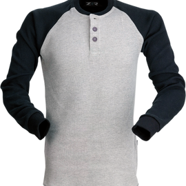 Waffle Long-Sleeve Shirt - Gray -  Medium