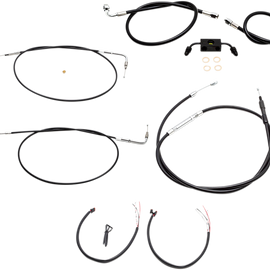 Handlebar Cable/Brake Line Kit - Complete - 15" - 17" Ape Hanger Handlebars - Black Vinyl