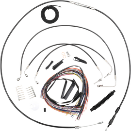 Handlebar Cable/Brake Line Kit - Complete - 18" - 20" Ape Hanger Handlebars - Black Vinyl