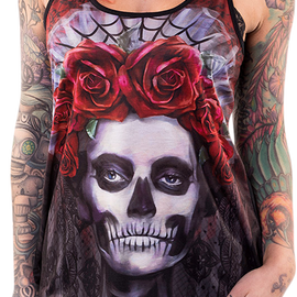 Women's Dark Widow Razor Back Tank Top - Black - XL