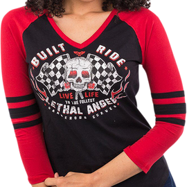 Women's Built to Thrill 3/4 Raglan Sleeve Shirt - Black/Red - Large